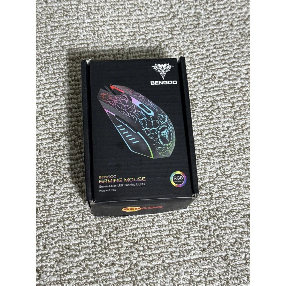 Bengoo Gaming Mouse 7 Color Led Wired NEW